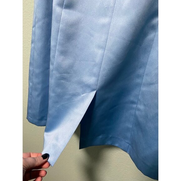 Alfred Angelo Women's Blue and Lime Green Bow Strapless Dress Prom Dance Size 8 - Picture 10 of 12